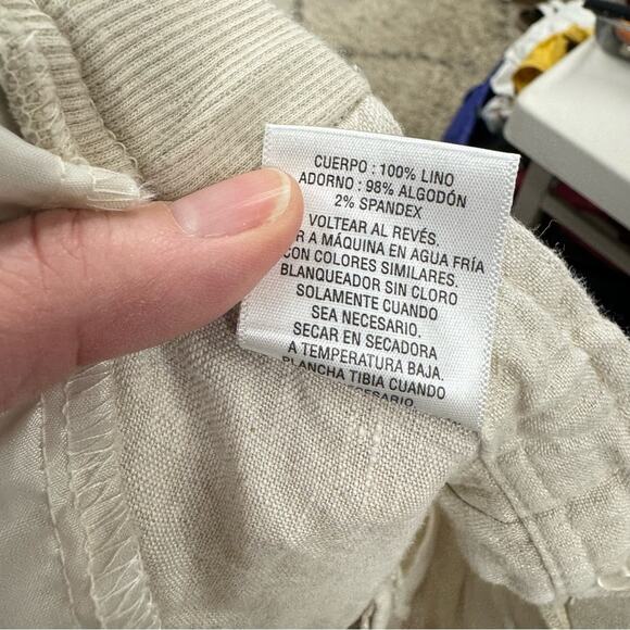 JM Collection Linen Cream Wide Leg Drawstring Waist Pull On Pants Womens 12P - Picture 11 of 11